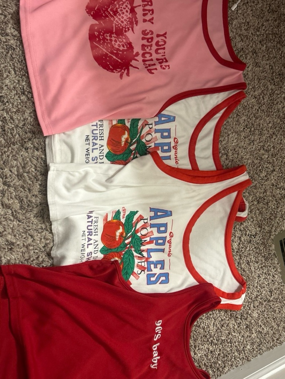 Women’s size large, Red, Pink, White - Pack of Graphic Tanks